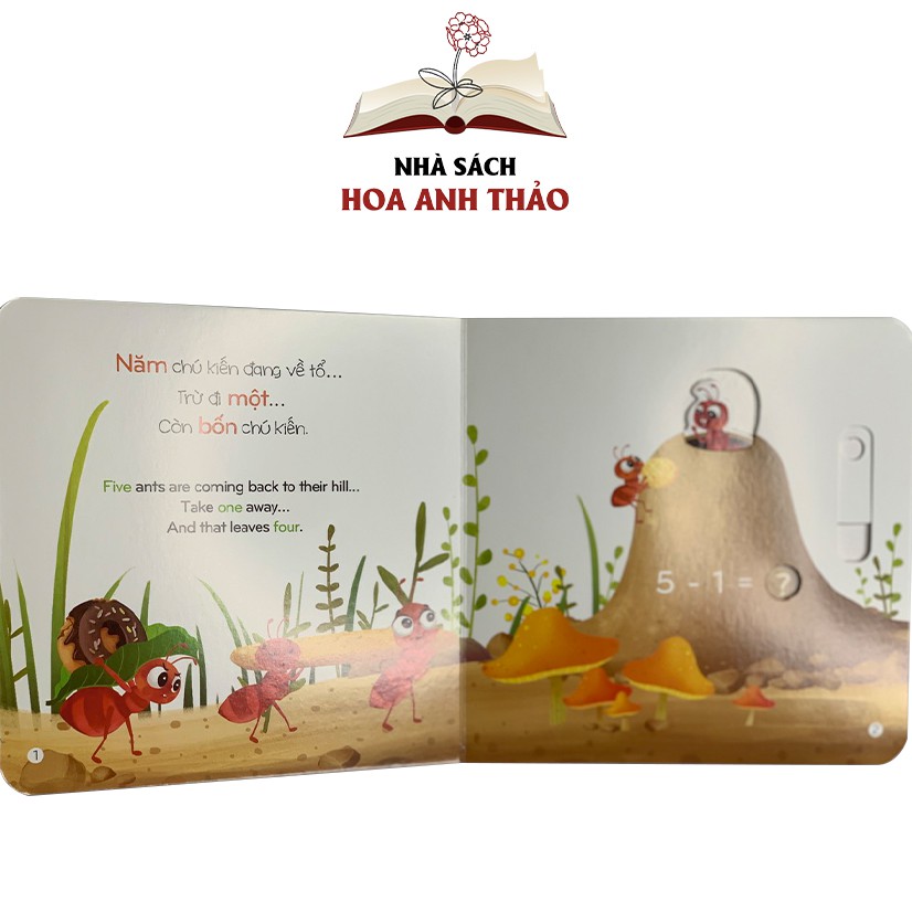 Sách tương tác - song ngữ Việt Anh chuyển động đếm số Math Slide: Phép trừ