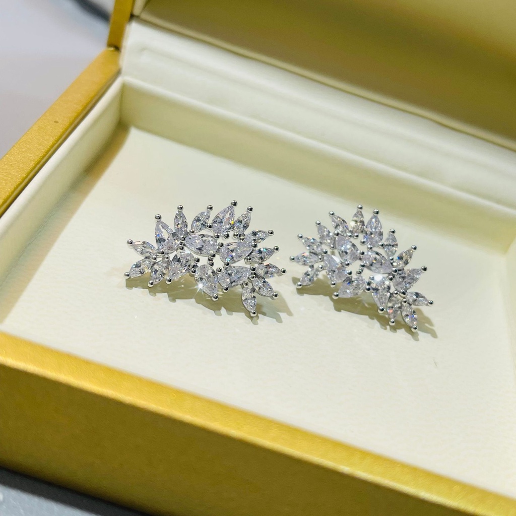 Bông Tai Mạ Bạc 925 Đính Kim Cương Toàn Diện Cao Cấp Thời Trang 2022