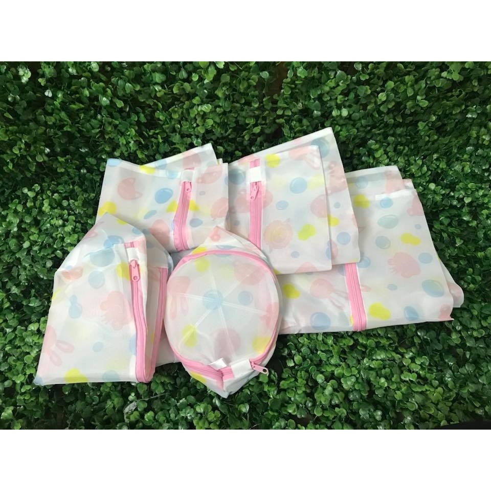 Túi giặt quần áo bỏ máy giặt hình hoa set 5 chiếc, túi lưới giặt đồ chống bai dão