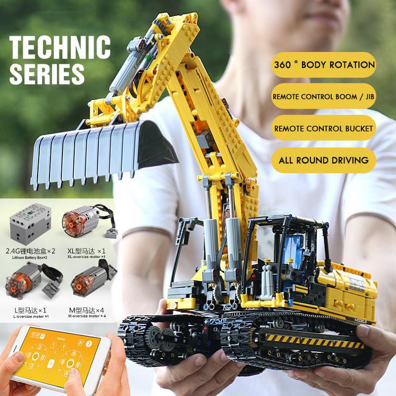 （CÓ SẴN）Đồ chơi lắp ráp mô hinh TECHINIC MOULDKING 13112 MECHANICAL DIGGER  máy cẩu Xúc Đất Bánh Xích Điều Khiển Từ Xa