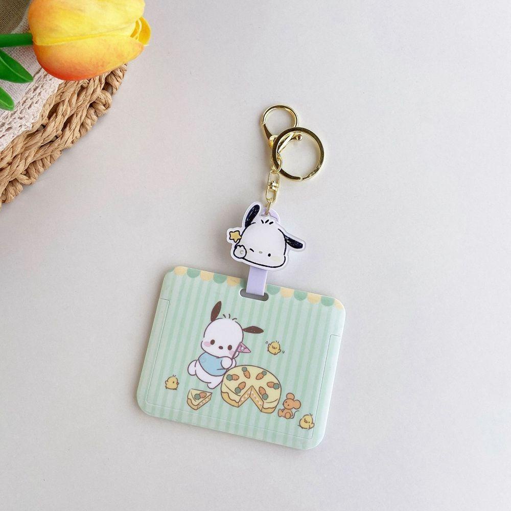 Ví Đựng Thẻ ID / Thẻ Ngân Hàng / Xe Buýt Họa Tiết Hoạt Hình Chó Mèo Kèm Móc Khóa