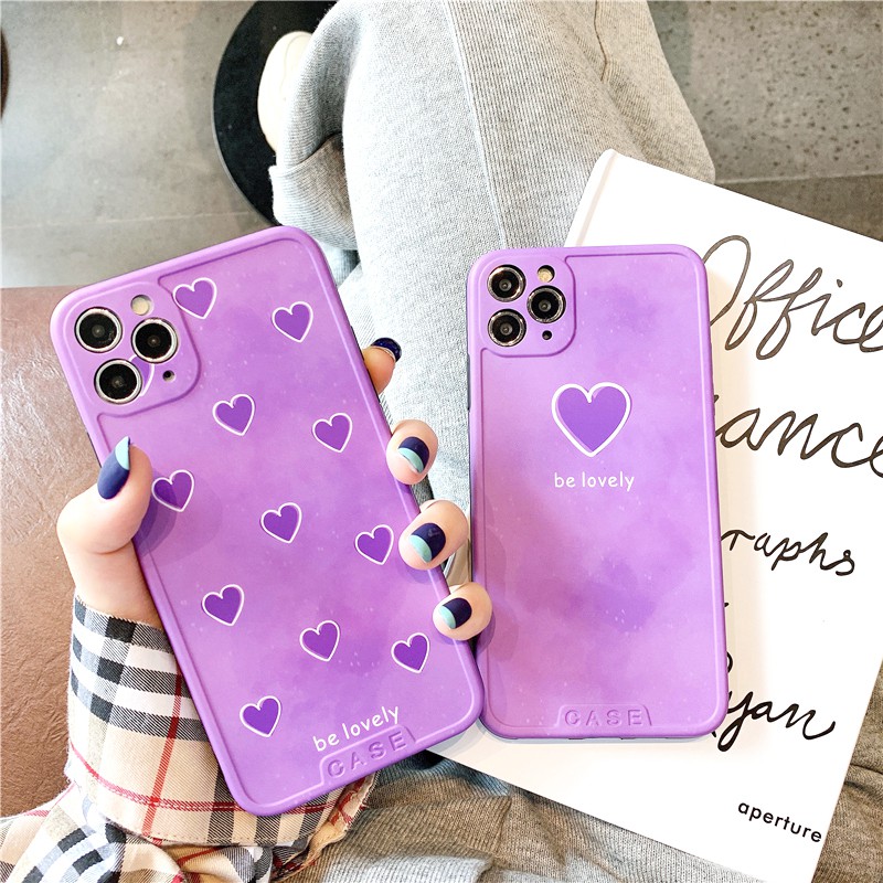 Ốp lưng iphone Lovely Purple IMD dày dặn viền nổi 5/5s/6/6plus/6s/6splus/7/7plus/8/8plus/x/xs/11/12/pro/max/plus/promax