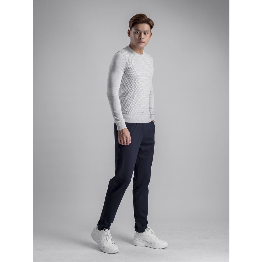 Áo Len Nam Cổ Tròn Aristino AWO011W8 Dáng Slim Fit bo gấu cổ tay mặt trước dệt nổi đan chéo Len Acrylic nhẹ ấm đàn hồi