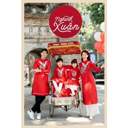 🥰 sét áo dài cách tân gia đình cáo cấp chất liệu lụa chéo thêu hoa tinh tế đủ set gia đình bố, mẹ, bé trai, bé gái