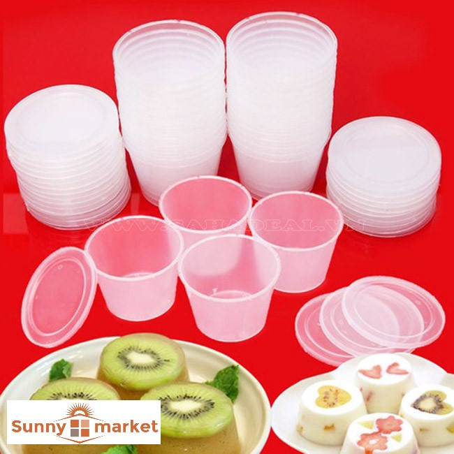 Combo 50 Khuôn Làm Bánh FLan, Rau Câu, Sữa Chua Dùng Được Lò Vi Sóng size lớn: 7.4 x 7.4 x 5cm