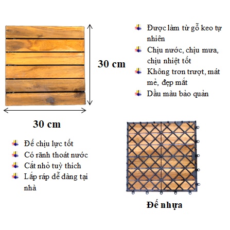 COMBO MUA 10 TẶNG 2 Vỉ gỗ lót sàn màu gỗ tự nhiên 6nan/ 12nan/ 8nan/ 10nan NATHIMEX JSC