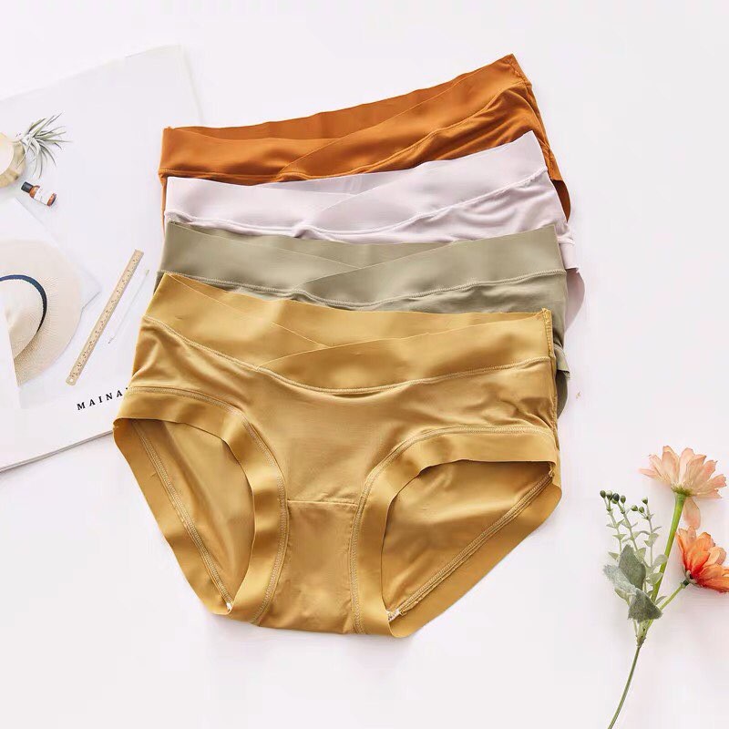 SET 4 QUẦN LÓT BẦU VÀ SAU SINH CẠP CHÉP KHÔNG ĐƯỜNG MAY CHẤT TƠ LẠNH KHÁNG KHUẨN 85KG