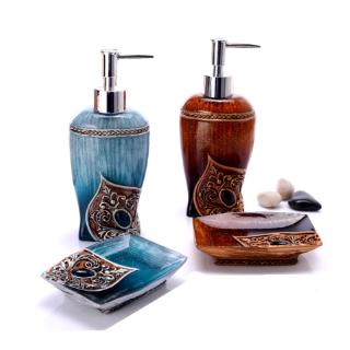 Set 2 bình đựng và khay đựng xà phòng chất liệu nhựa cây tiện dụng