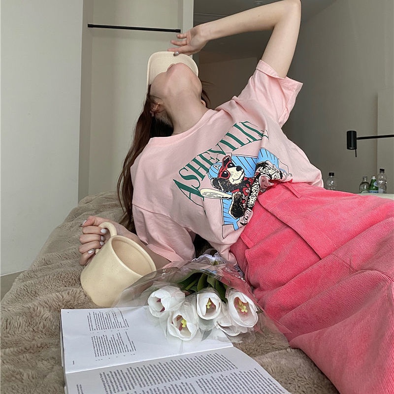 Chân Váy Ngắn Xẻ Tà Màu Hồng Phong Cách Hàn Quốc Hàng Mới