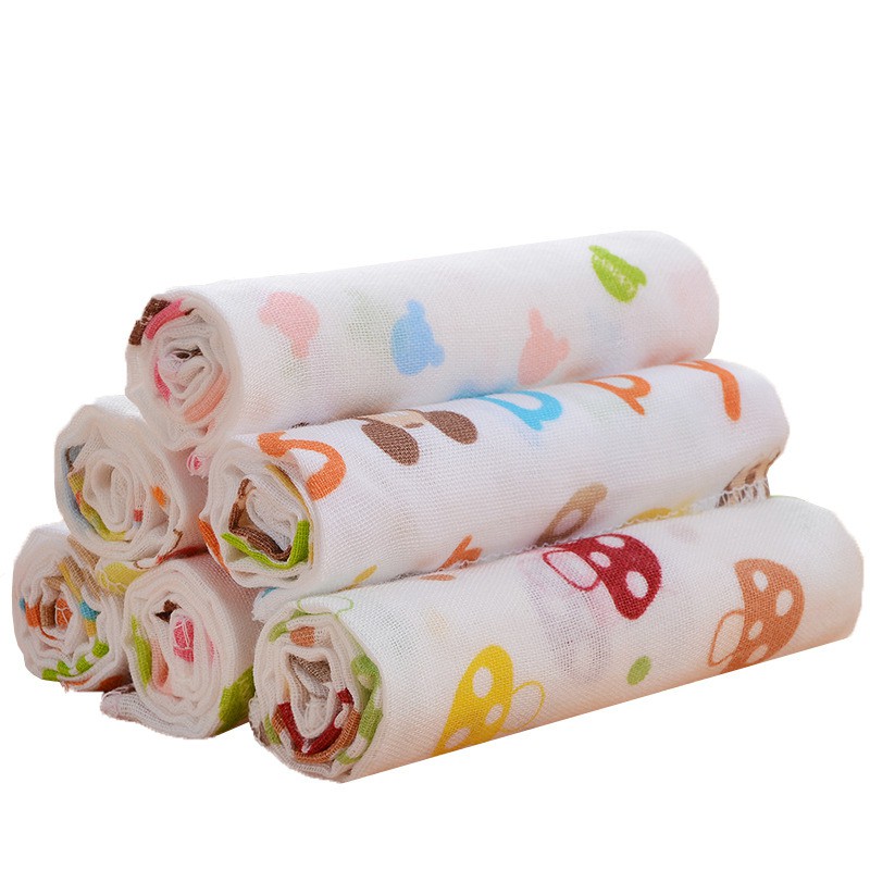 Khăn Vuông Từ Cotton Lau Miệng Cho Bé Kiểu Dáng Dễ Thương Màu Sắc Ngẫu Nhiên