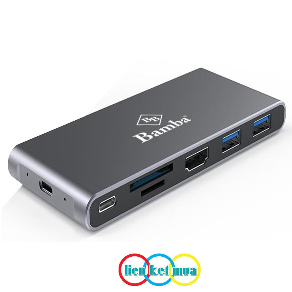 Box SSD M2(NGFF) tích hợp 2 USB 3.0+HDMI+2 ĐỌC THẺ+USB C Ra USB C màu xám vỏ nhôm