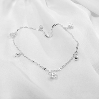 Lắc chân bạc nữ, lắc chân đá vuông bạc đẹp, trang sưcs phong cách Hàn Quốc-Minh Thoa Jewelry