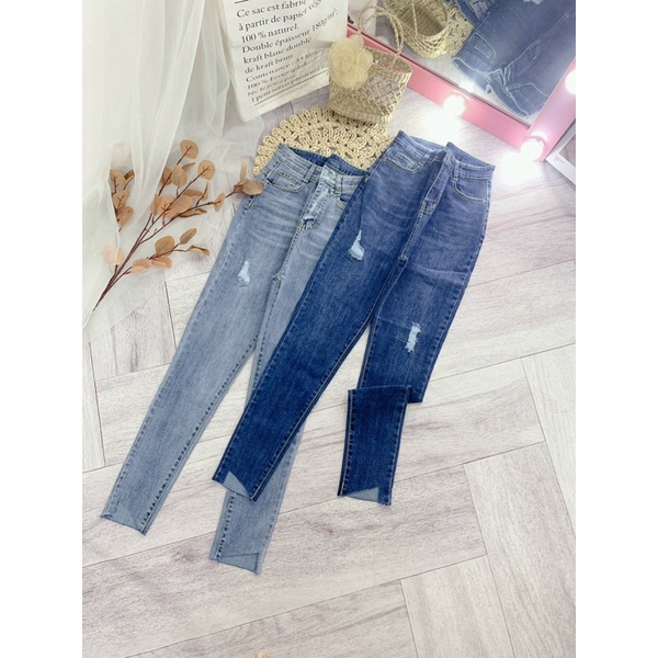 Quần skinny jean rách- quần jean ôm rách hình thật 2 màu