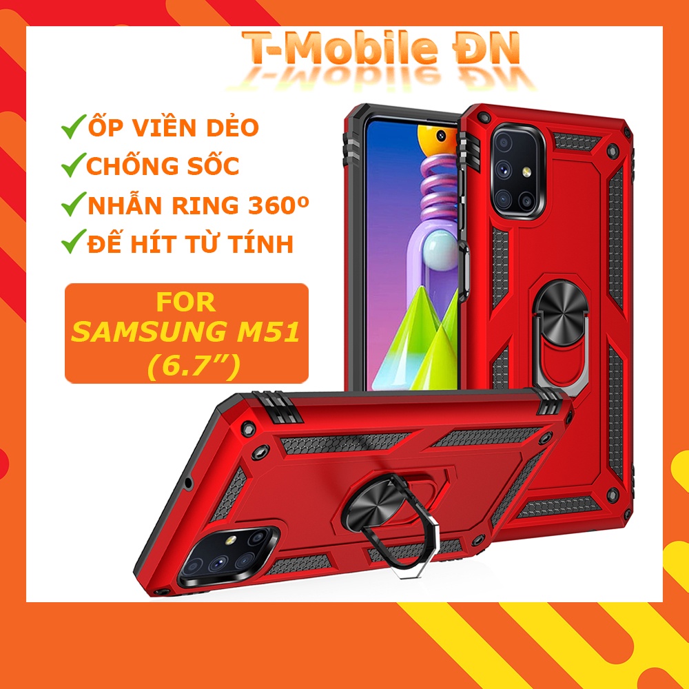 Ốp lưng Samsung M51 🔥 𝐅𝐑𝐄𝐄 𝐒𝐇𝐈𝐏 🔥 Ốp chống sốc 2 lớp kèm nhẫn iring làm giá đỡ cho Samsung Galaxy M51