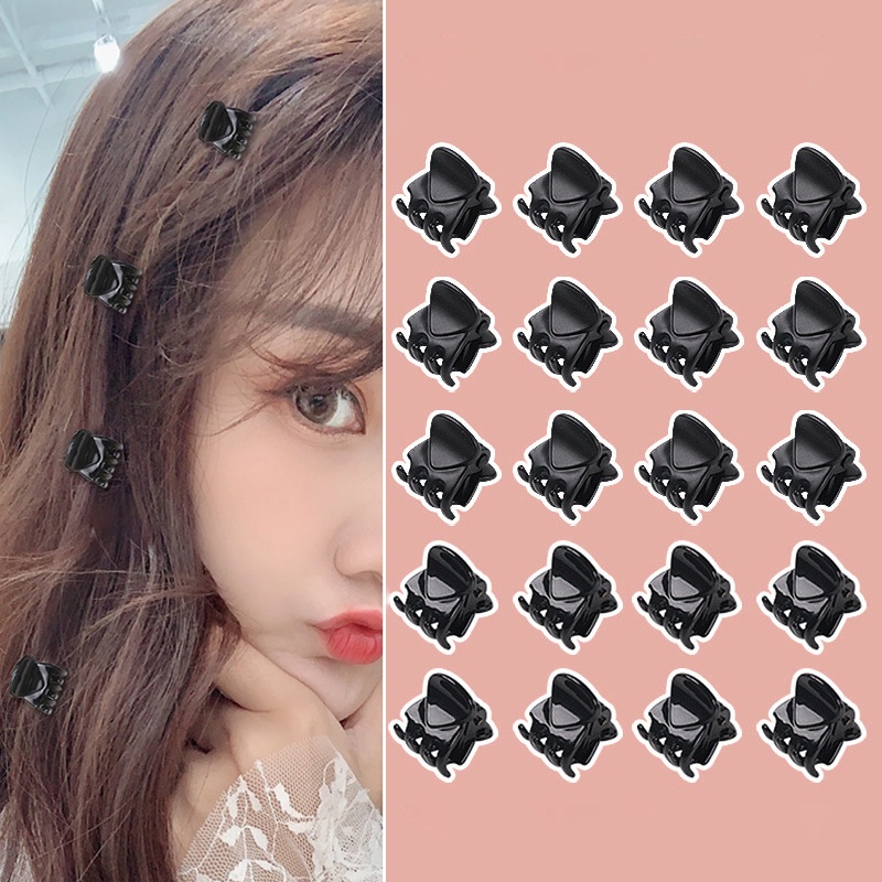Kẹp Tóc Nhựa Mini Màu Đen Dễ Thương Dành Cho Nữ