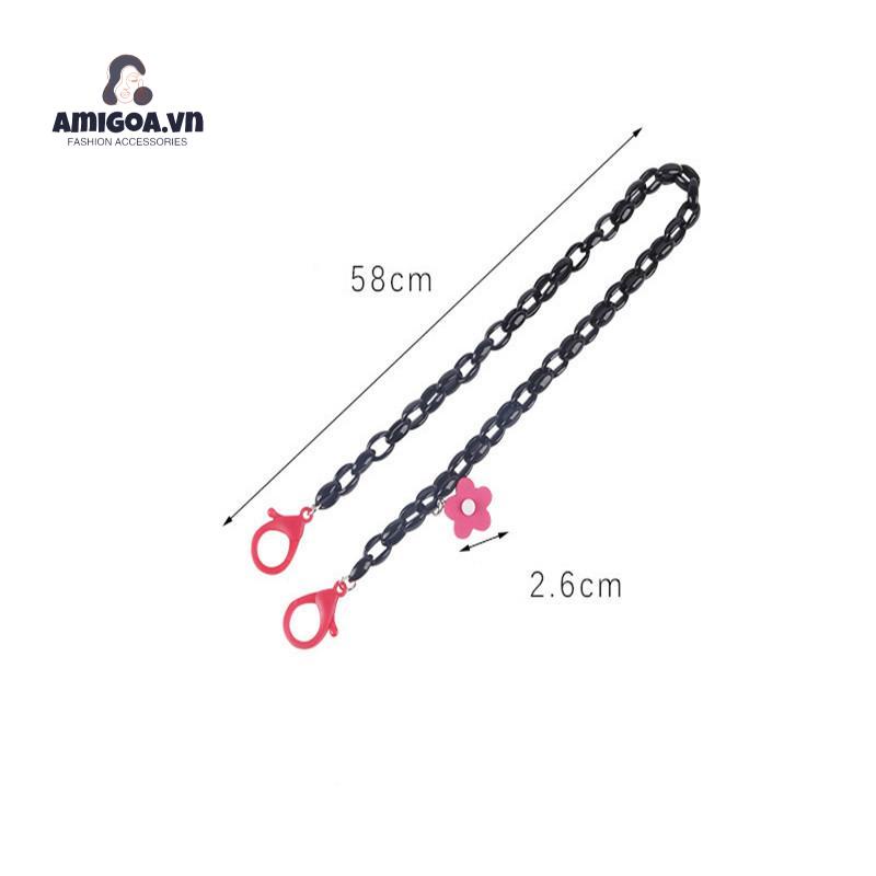 Dây Nhựa resin Đeo Khẩu Trang Chống Trượt Họa Tiết Hoa Dành Cho Trẻ Em