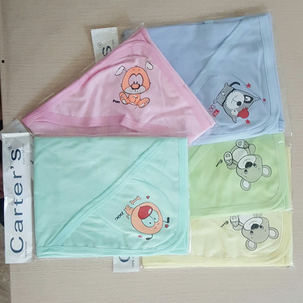  Chăn ủ sơ sinh cotton có mũ in hình dễ thương cho bé trai bé gái