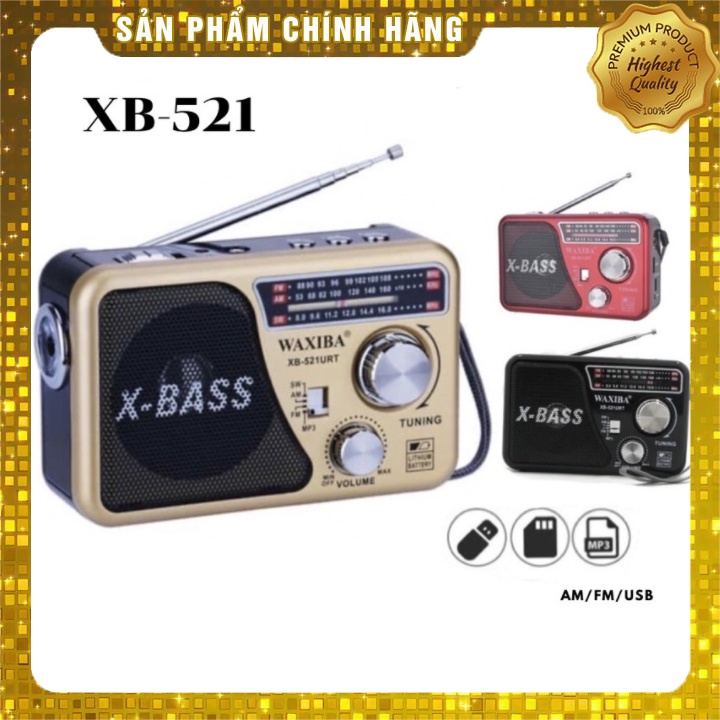 Máy nghe nhạc kiêm đài Radio FM Waxiba XB-521URT- Đài FM 521 có hỗ trợ thẻ nhớ TF và USB có đèn pin | BigBuy360 - bigbuy360.vn