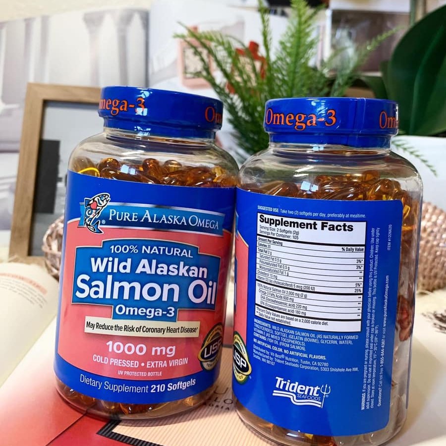 Viên Uống Dầu Cá Hồi Pure Alaska Omega 3 210 viên ngăn ngừa lão hóa,giảm tình trạng suy giảm trí nhớ Của Mỹ