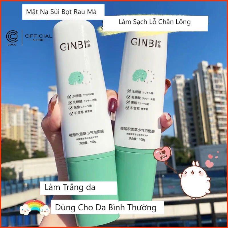 Mặt Nạ Sủi Bọt Thải Độc GINBI Rau Má | Giảm Mụn, Thu Nhỏ Lỗ Chân Lông, Dưỡng Trắng, Dưỡng Ẩm