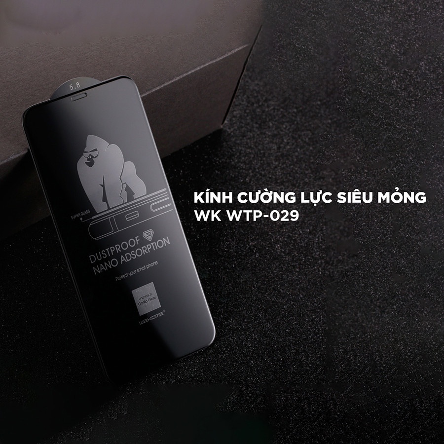 Kính Cường lực KingKong Nano WK Design WTP-029 dành cho 7/8 Plus/X/XsMax/11/12/13/14/15/Pro/Plus/Promax - phukienbaobao