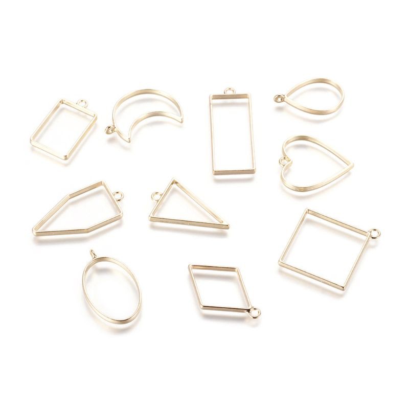 RUNღღ30Pcs/set Geometric Square Diamond Shape Metal Frame Set DIY Epoxy Resin UV Crystal