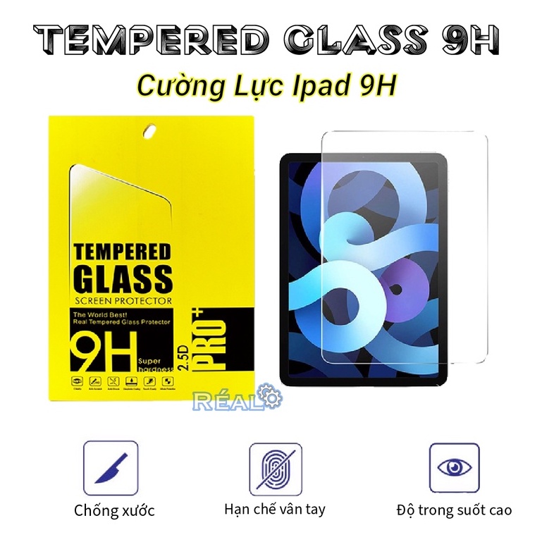 Cường lực 9H cho iPad Air 1/2/3/4 - Gen 5/6/7/8 - 2/3/4 - Mini 1/2/3/4/5 - Pro 9.7"/ 10.5" / 2020 11" | FULL BOX 5.