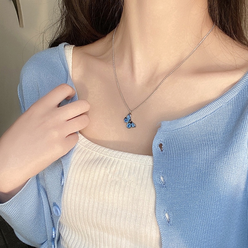 Dây chuyền choker bằng hợp kim trang trí mặt bướm đơn giản cá tính thời trang cho nữ