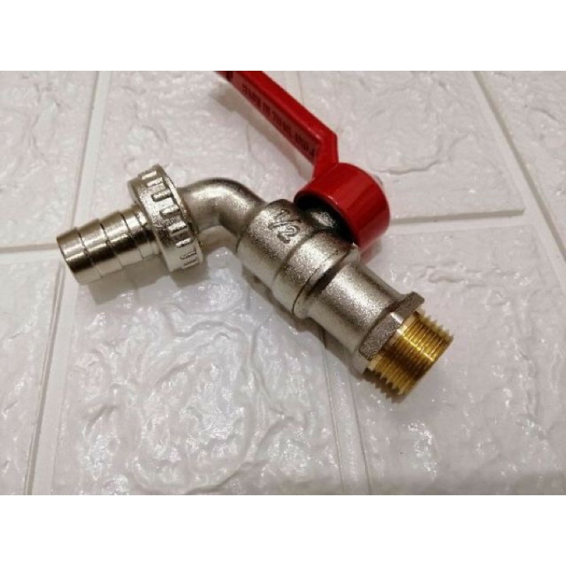 Vòi khóa nước Sanwa mạ kẽm phi 21 - Vòi hồ, vòi xả nước sắt gạt tay SANWA ren 1/2 inch đi ống 21mm