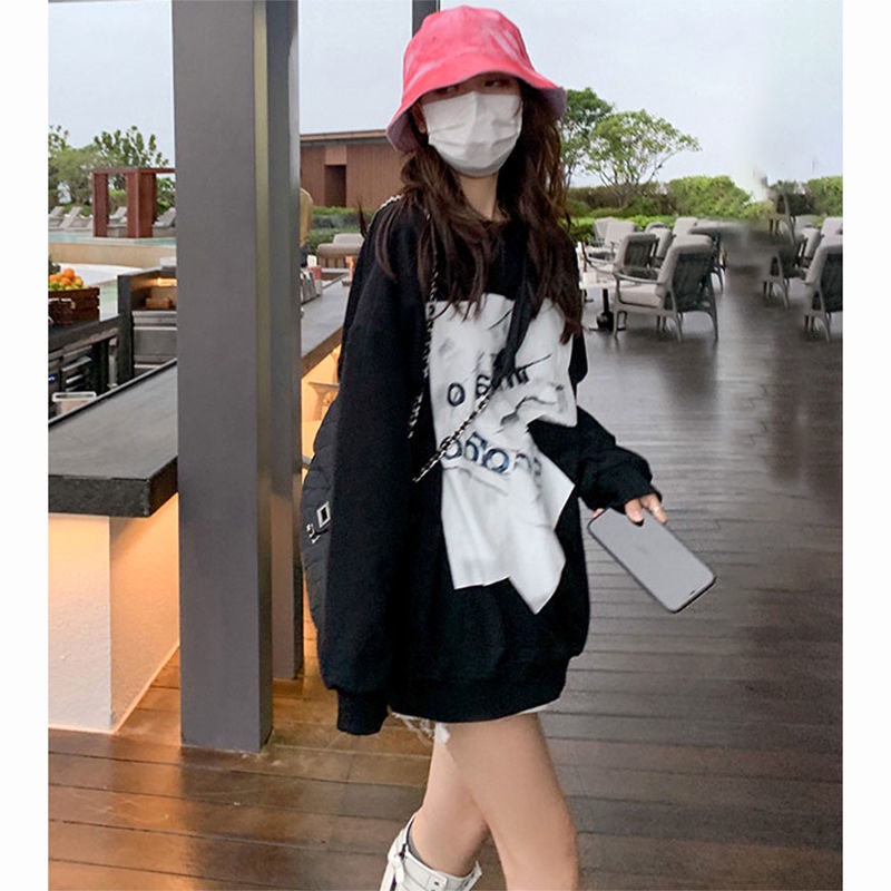 Áo thun dệt kim dáng rộng phong cách Hàn Quốc cá tính chất lượng cao dành cho nữ