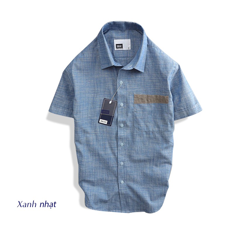Áo sơ mi nam ngắn tay, sơ mi nam cao cấp, công sở, đẹp, phối túi cá tính vải linen xịn xò nhẹ mát | BigBuy360 - bigbuy360.vn