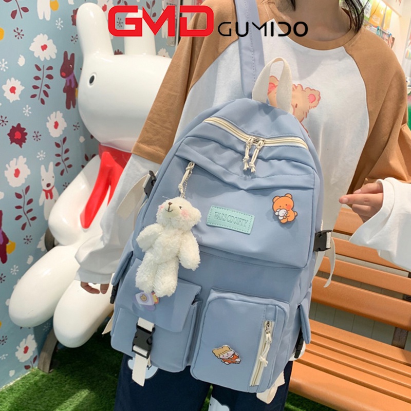 Balo Nữ Nam Đi Học Nhiều Ngăn NEW HOT Tặng Combo Sticker Cặp Sách Học Sinh Dễ Thương Cấp 1 2 3 Đẹp GUMIDO