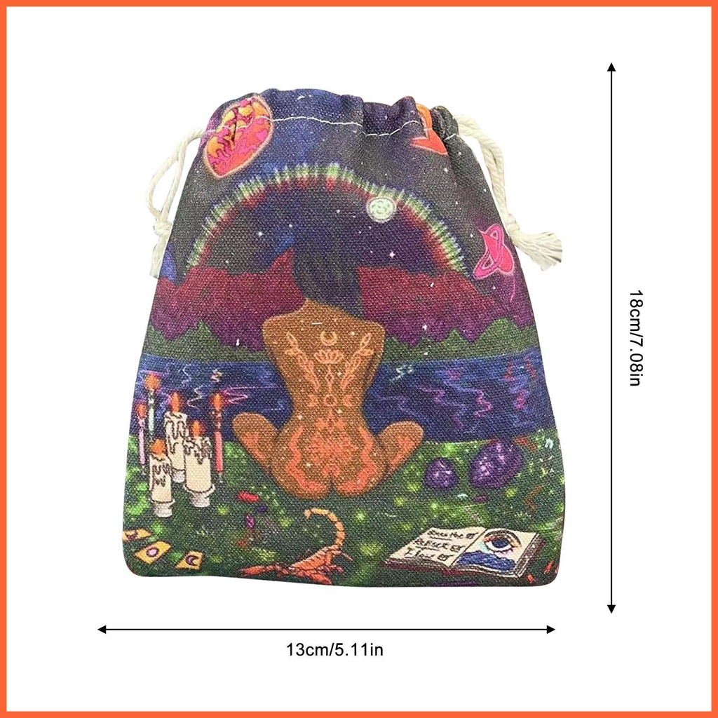 Túi Nhung Dây Rút Đựng Thẻ Bài Tarot In Họa Tiết Nàng Tiên Xinh Xắn