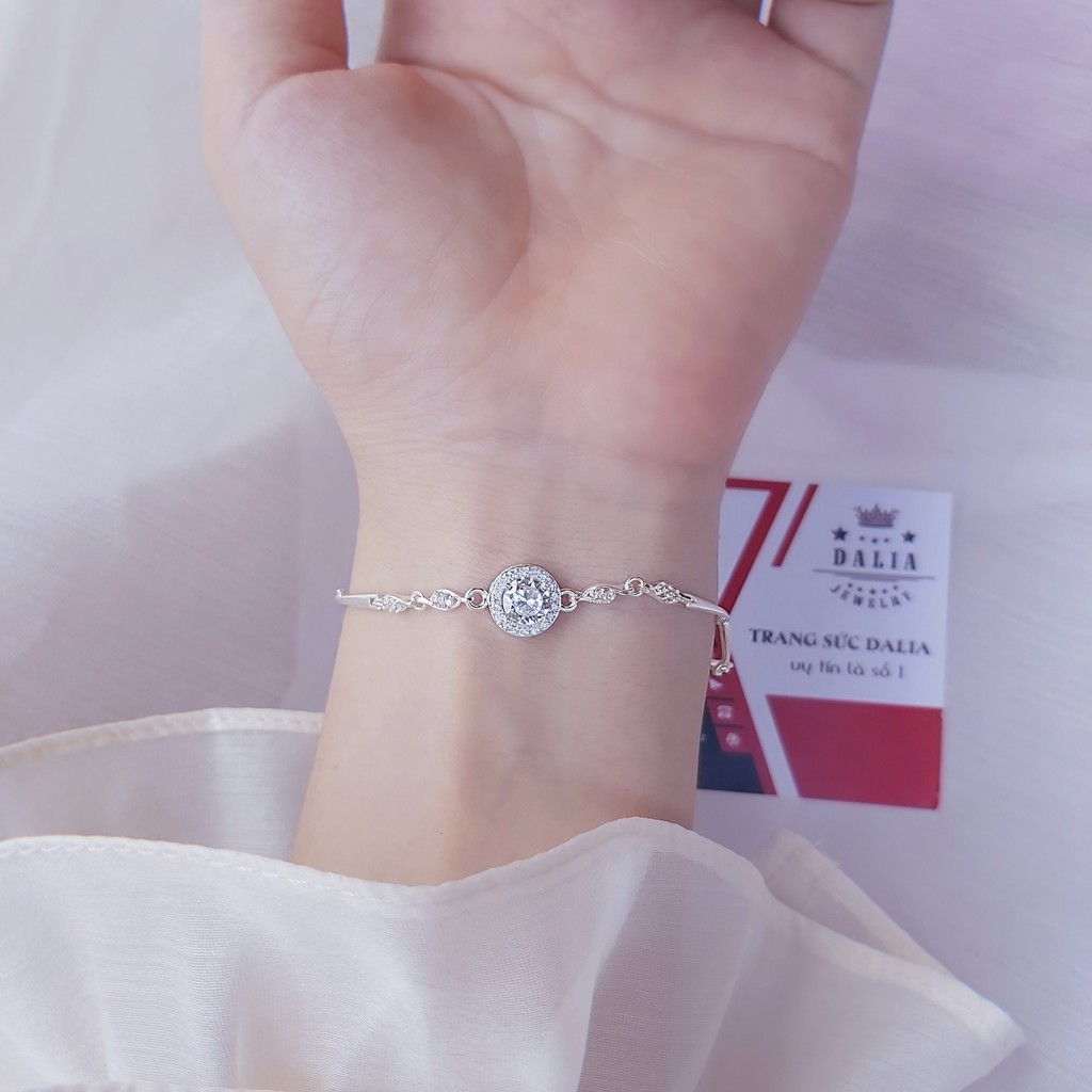 Lắc tay bạc ý DaLiA Jewelry hình đá tròn dạng thanh xinh