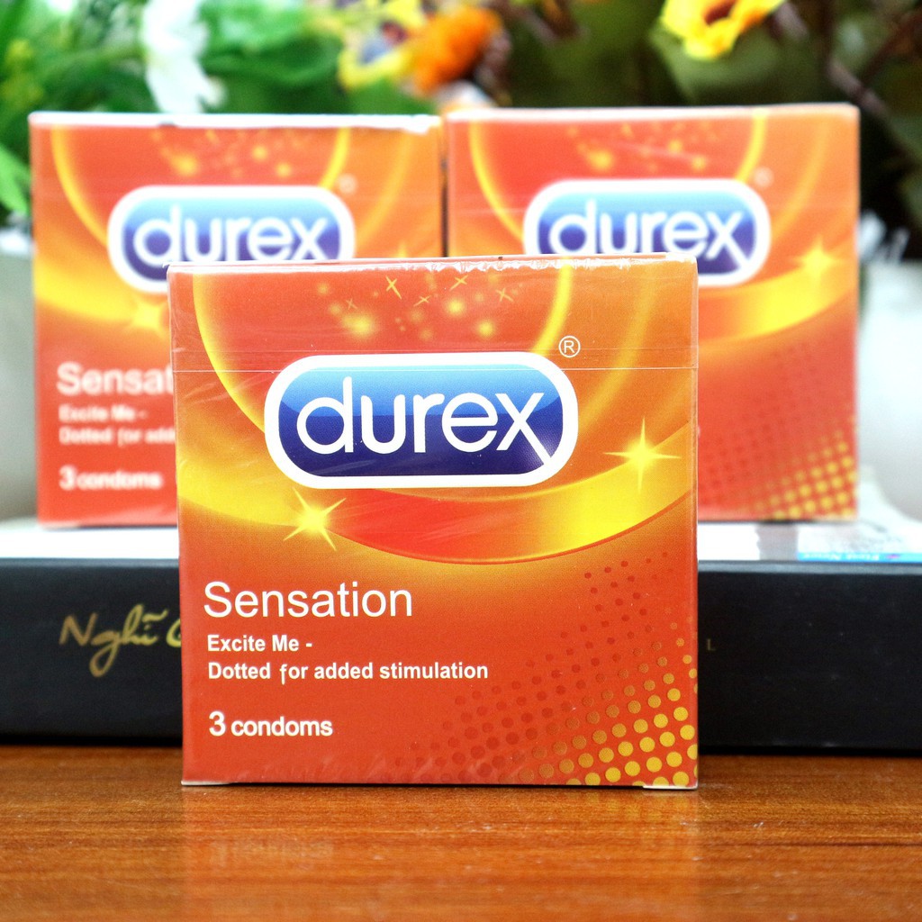 Bộ 3 Hộp Bao Cao Su Durex Sensation|| Gân Gai, Siêu Mỏng, Ôm Sát, Không Mùi - Hàng nhập khẩu