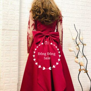 Đầm xòe đỏ phối ren cao cấp