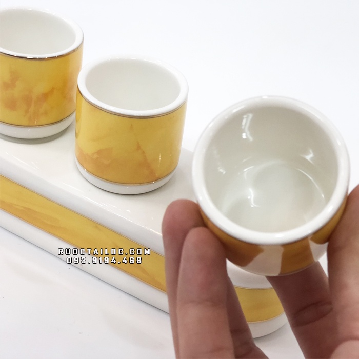 Bộ 3-5 chung nước Vân Vàng thờ cúng Phật Và Gia Tiên