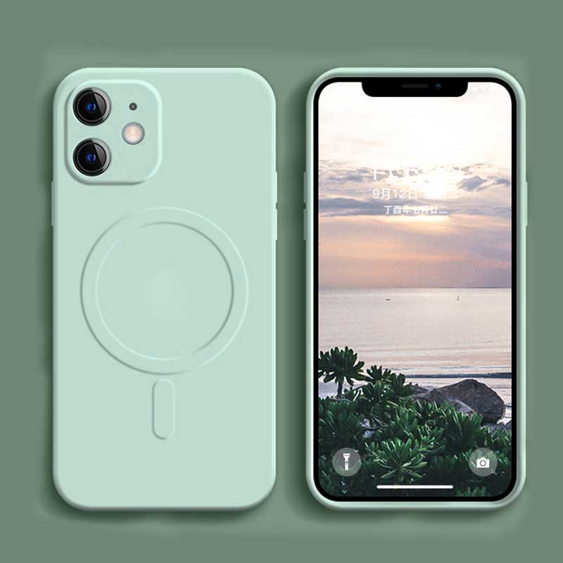 Ốp điện thoại silicon mềm có hỗ trợ sạc không dây từ tính cho iPhone 13 Mini 12 11 Pro Max X Xr Xs 7 8 Plus