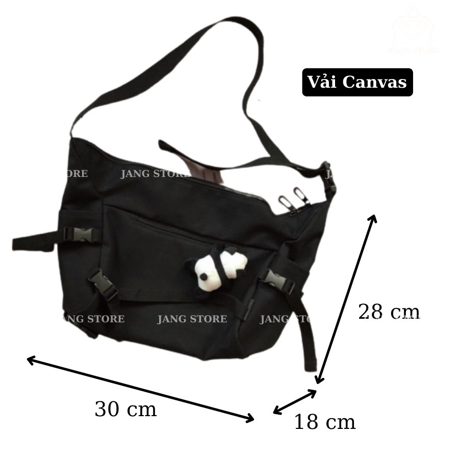 túi vải đeo chéo canvas Unisex trơn thời trang Hàn quốc đi học , đi chơi