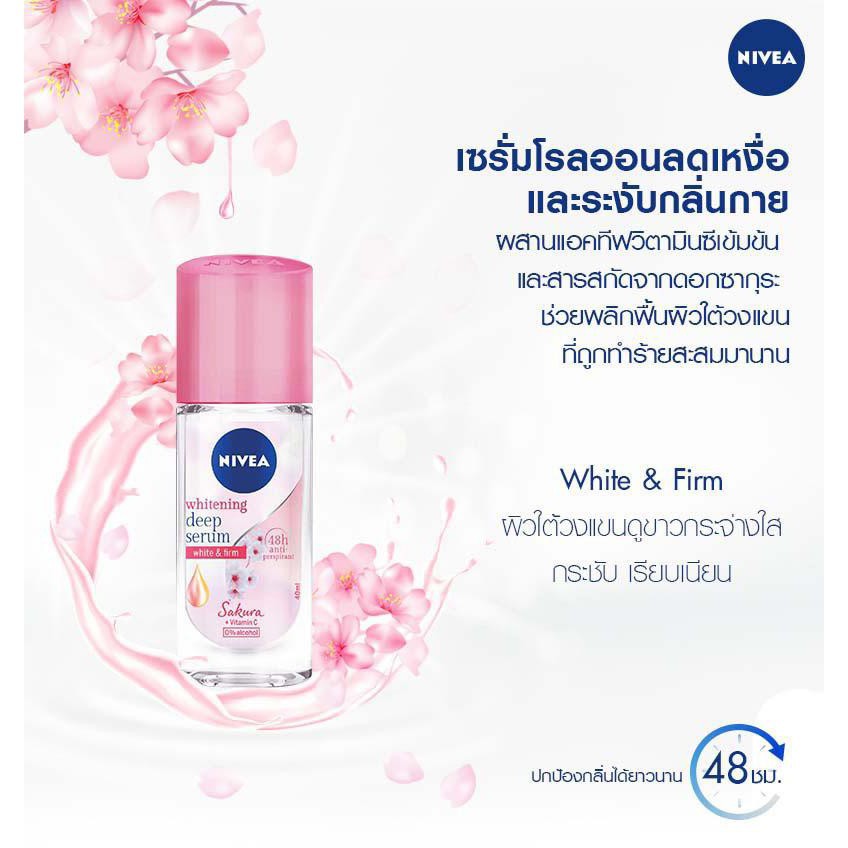 Lăn Ngăn Mùi Dưỡng Trắng Hương Hoa Hồng Hokkaido Nivea Whitening Deep Serum Hokkaido Rose 40ml