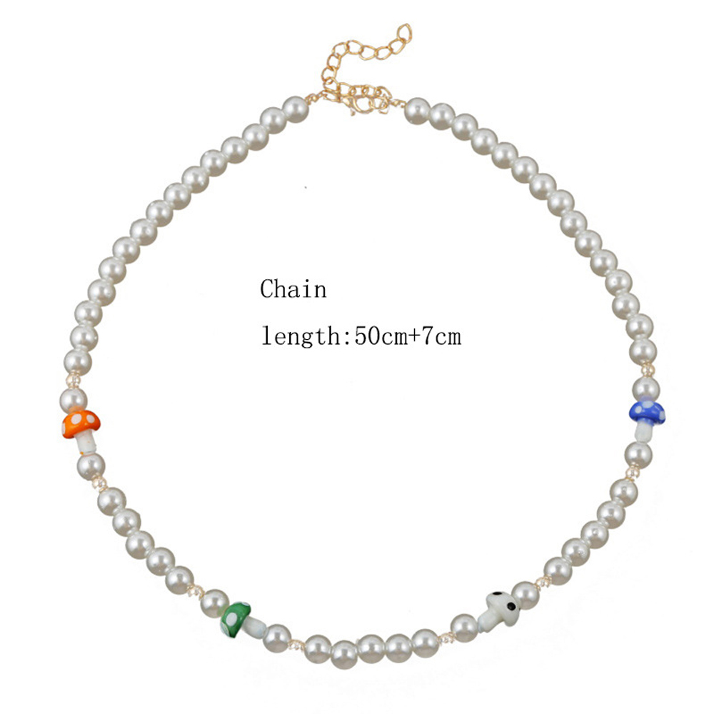 vòng cổ Choker Mặt Hình Cây Nấm Đính Hạt Ngọc Trai Thời Trang Cho Nữ