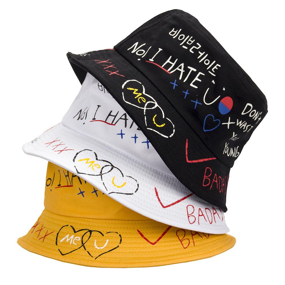 EUTUS Nón Bucket Hoạ Tiết Chữ Panama Phong Cách Hiphop