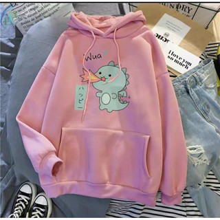 Áo hoodie khủng long phun lửa chất nỉ bông dày siêu ấm