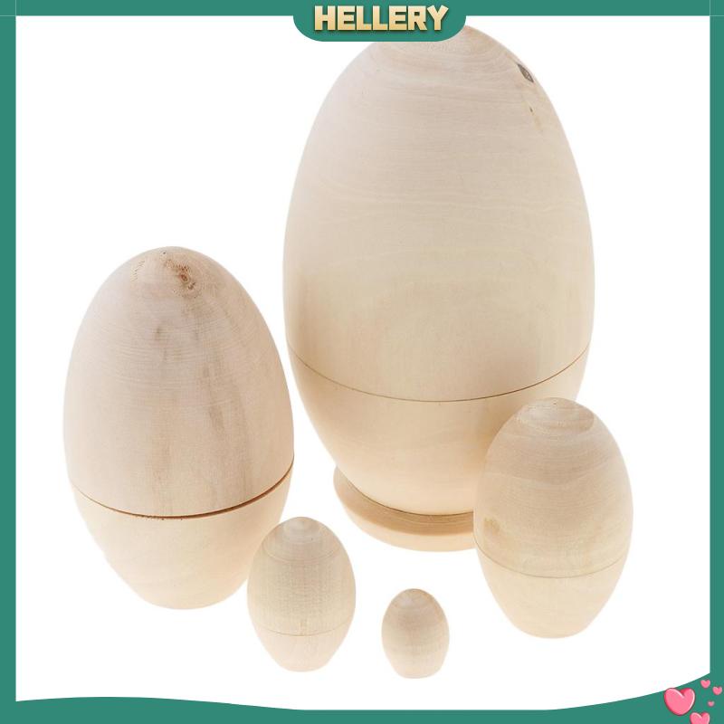 Bộ 5 Búp Bê Nga Matryoshka Bằng Gỗ Chưa Sơn