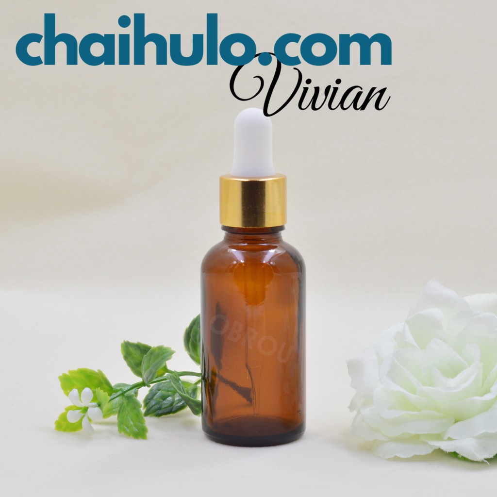 20ML Lọ Chiết Mỹ Phẩm Lọ Chiết Serum Mini Chai Lọ Thủy Tinh Đựng Tinh Dầu Màu Nâu/Trong Suốt Nắp Bóp Đen/Vàng Nhỏ Giọt