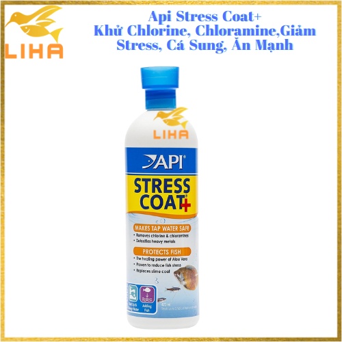 Api Stress Coat+ - Khử Chlorine, Chloramine, Giảm Stress, Cá Sung, Ăn Mạnh