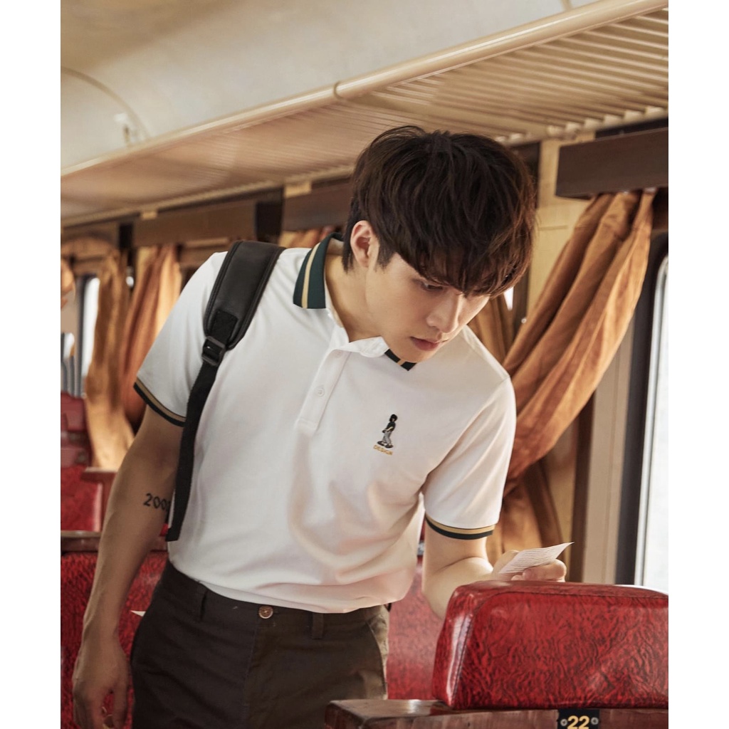 ÁO THUN POLO NAM NỮ UNISEX TAY NGẮN LOGO PHỐI SỌC XANH THỜI THƯỢNG