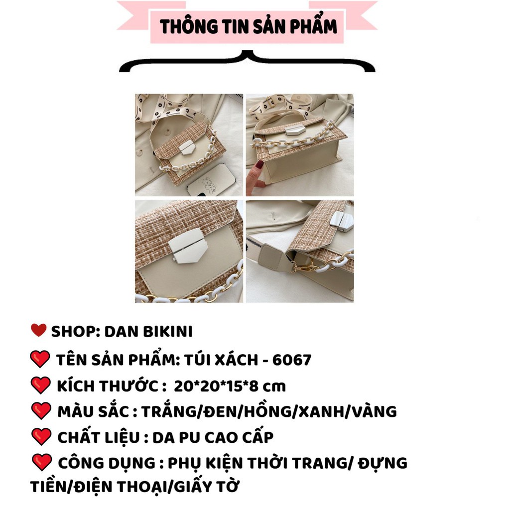 Túi Xách Nữ ❤️FREESHIP❤️ Túi Xách Giá Rẻ vải len phối da cao cấp kèm dây đeo chéo in hình hoa cúc trẻ trung mã 6067