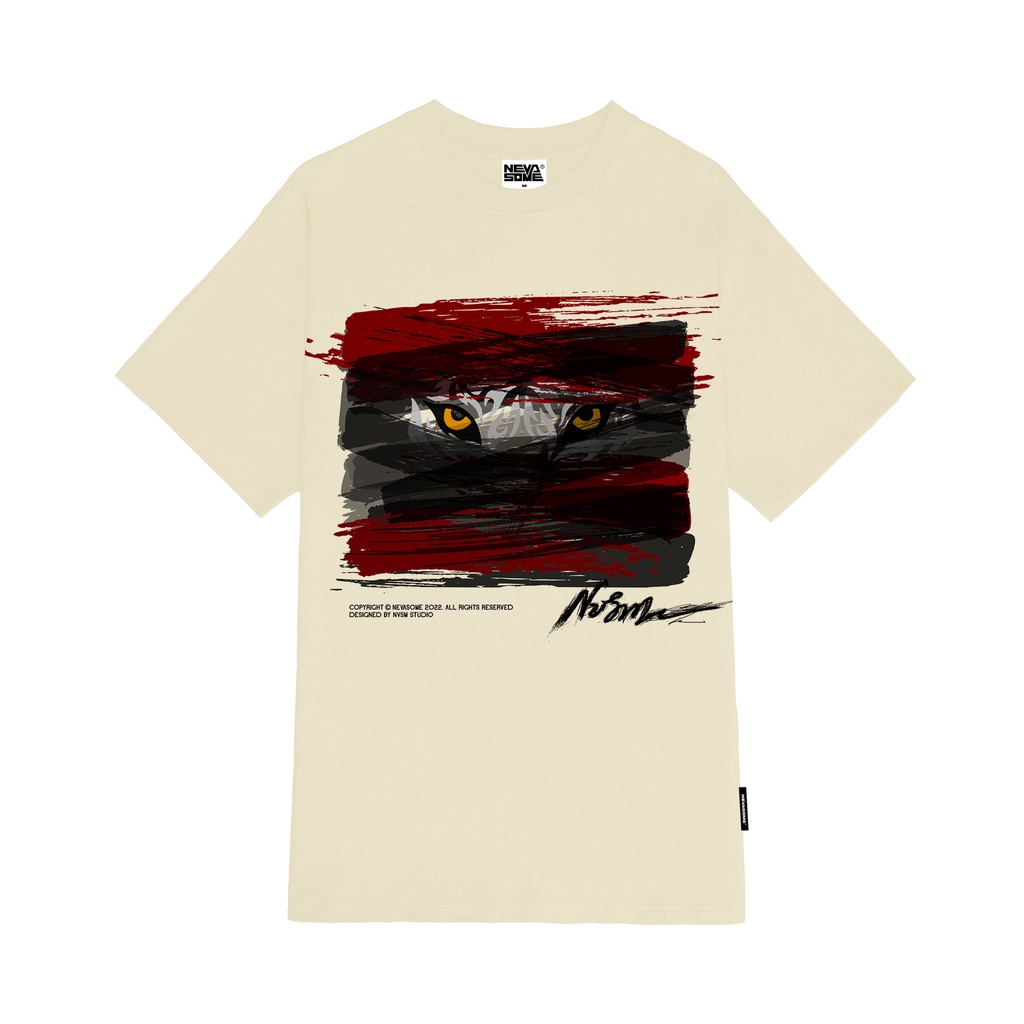 Áo thun local brand NEVASOME Tiger Eyes Kem Cotton Tay Lỡ Form Rộng Nam Nữ Oversize
