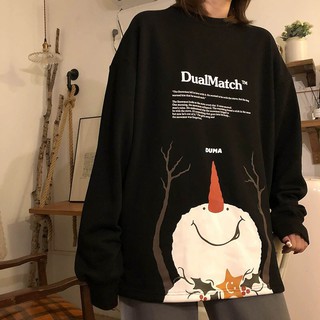 áo thun tay dài form rộng nam nữ dáng Unisex chất vãi cotton co giãn 4 chiều dày mềm mịn thoáng mát in hình người tuyết